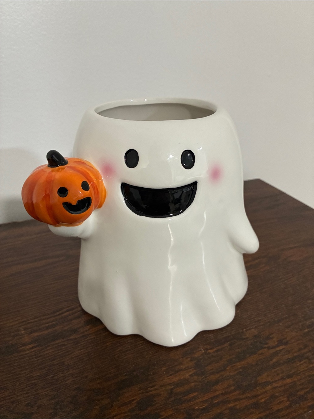 NWT- Ceramic Ghost & Pumpkin- Decorative Bowl, Vase or Utensil Holder